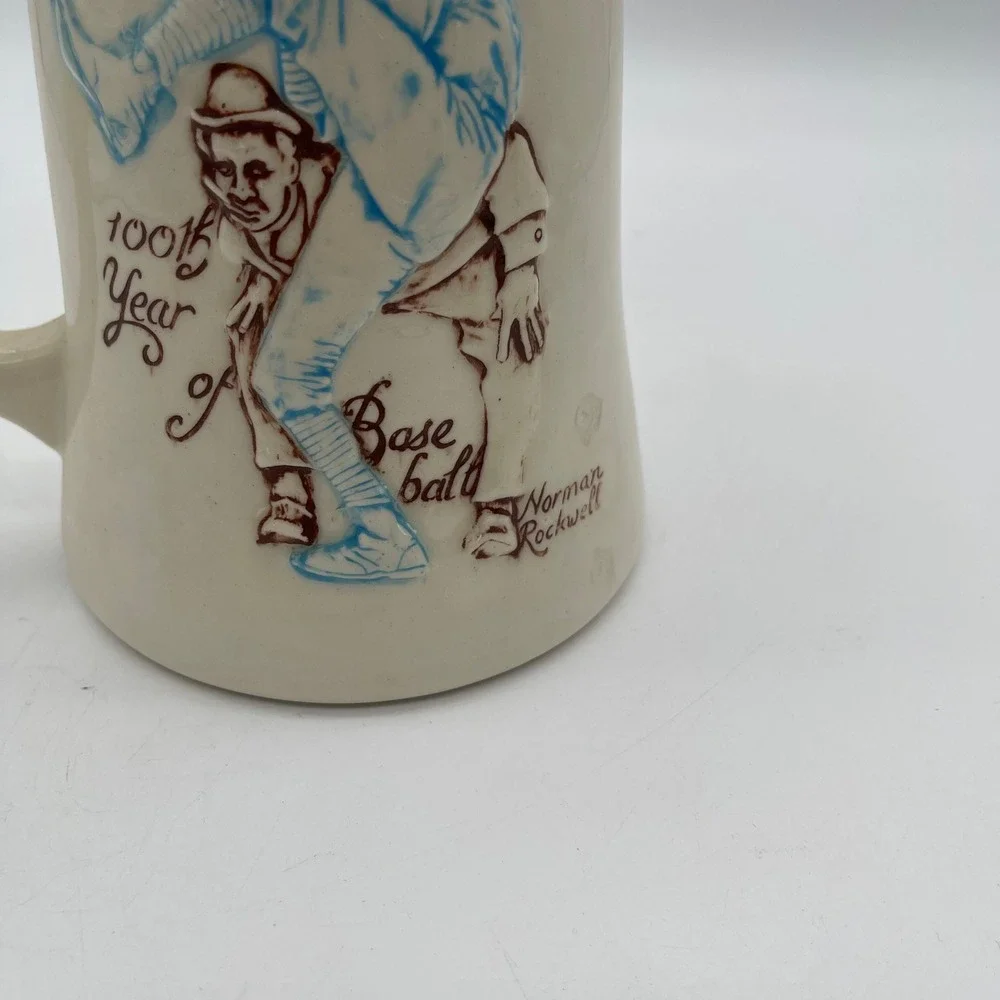 SEPCO Norman Rockwell 100th‎ Year of Baseball Ceramic Stein 1988 Vintage Mug